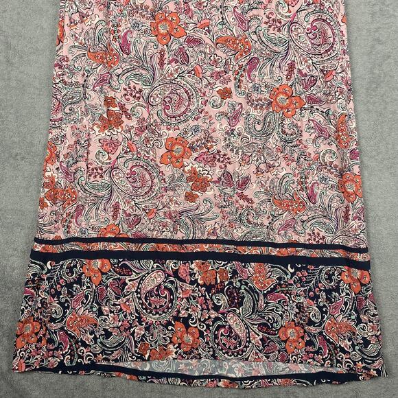 J Jill Maxi Dress Women Medium Pink Paisley Floral Boho Flowy Vacation Coastal - Picture 3 of 12